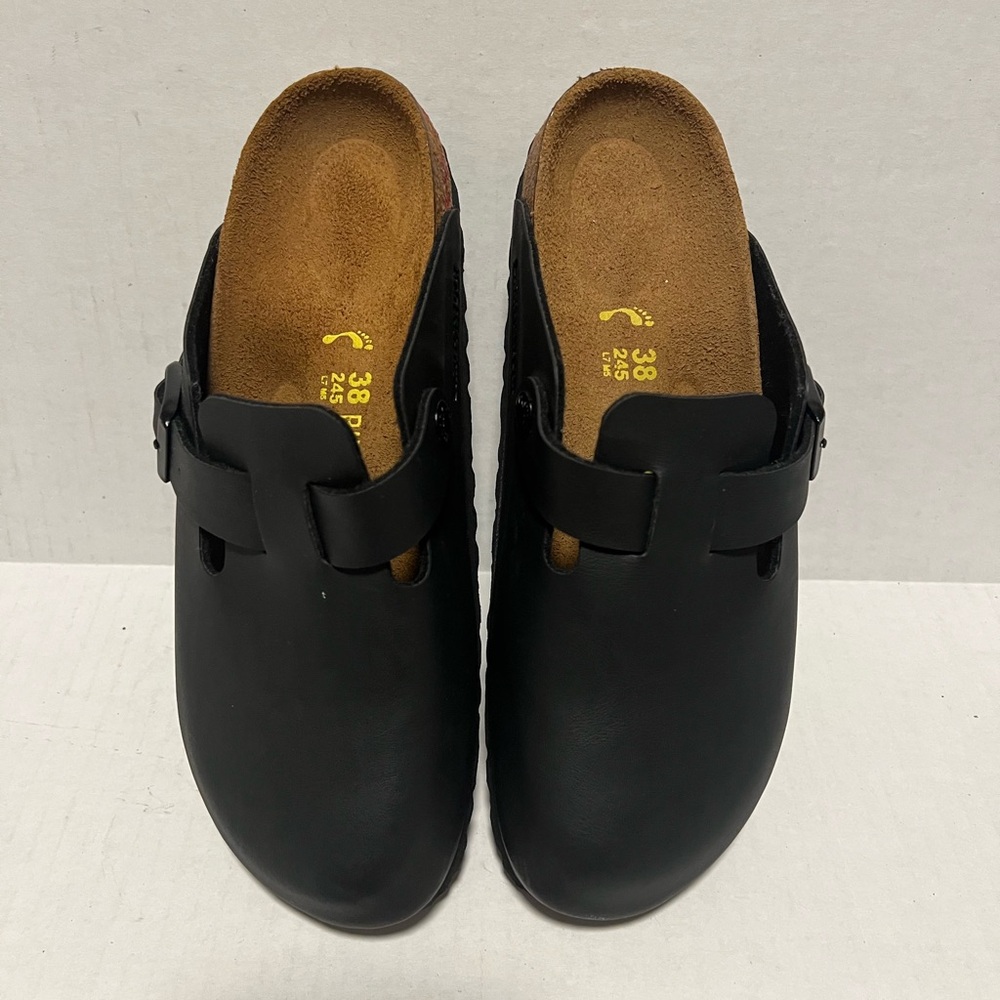 Birkenstock Black Leather Clogs Size 38